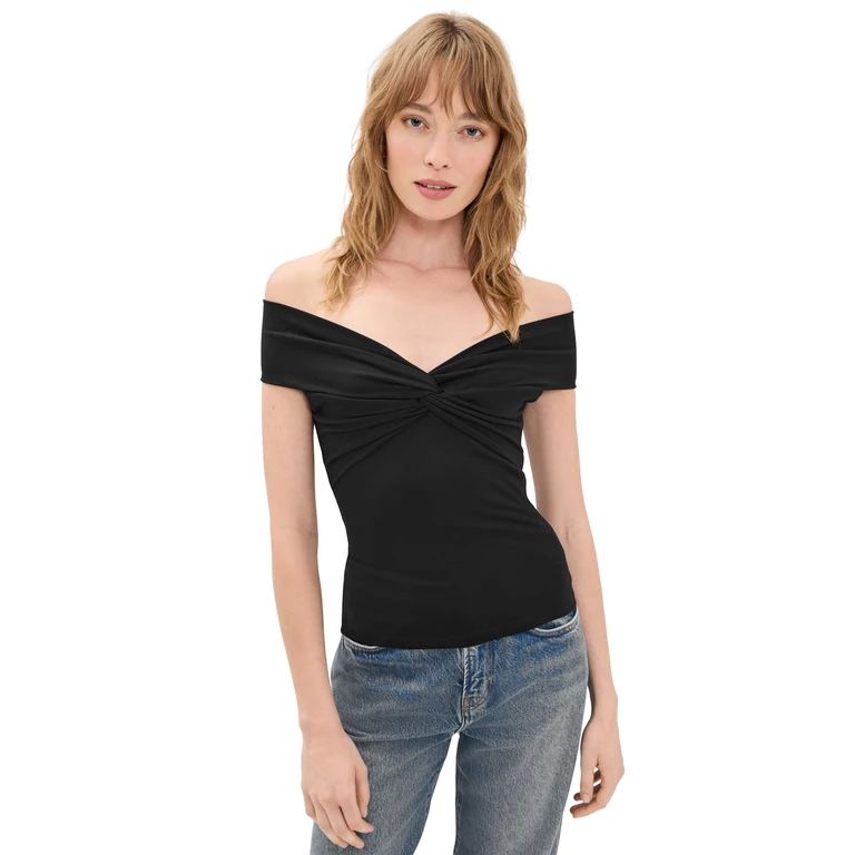 Susana Monaco Off Shoulder Twist Top Black M