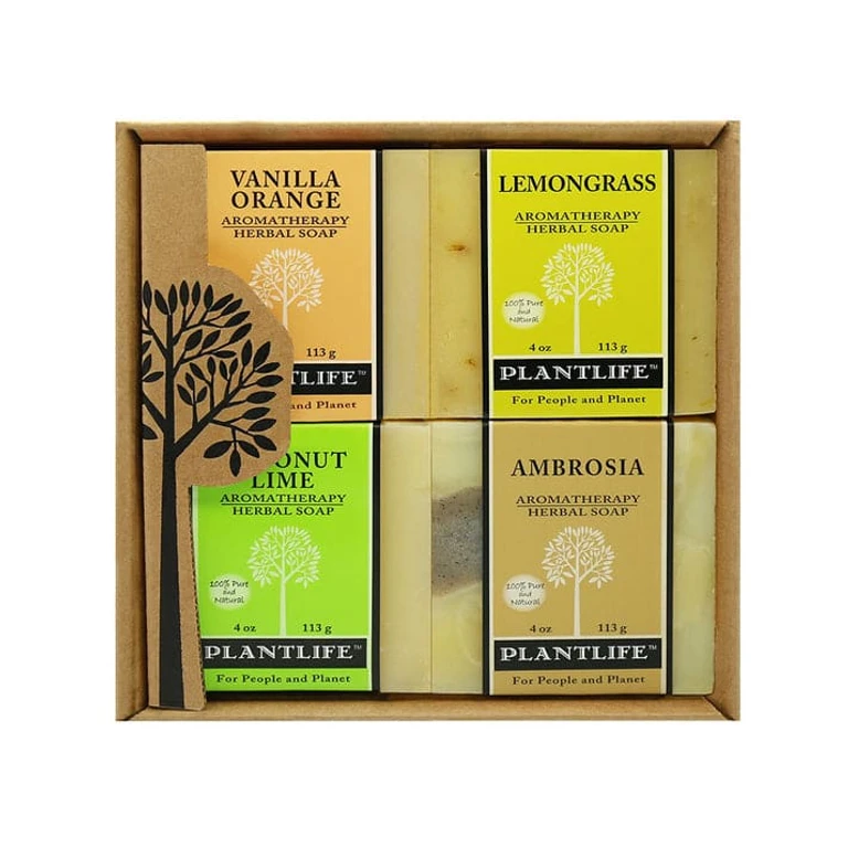 Aromatherapy Herbal Soap Top 4 Pack Soap Combo Fruit Gift Set (Vanilla Orange, Lemongrass, Coconut Lime and Ambrosia)