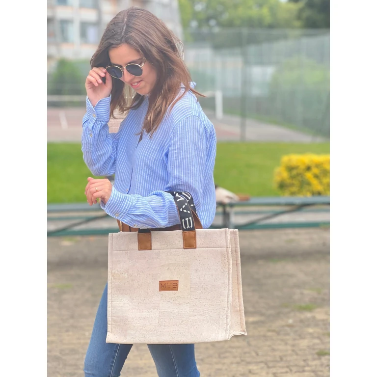 Tote Bag XL white cork