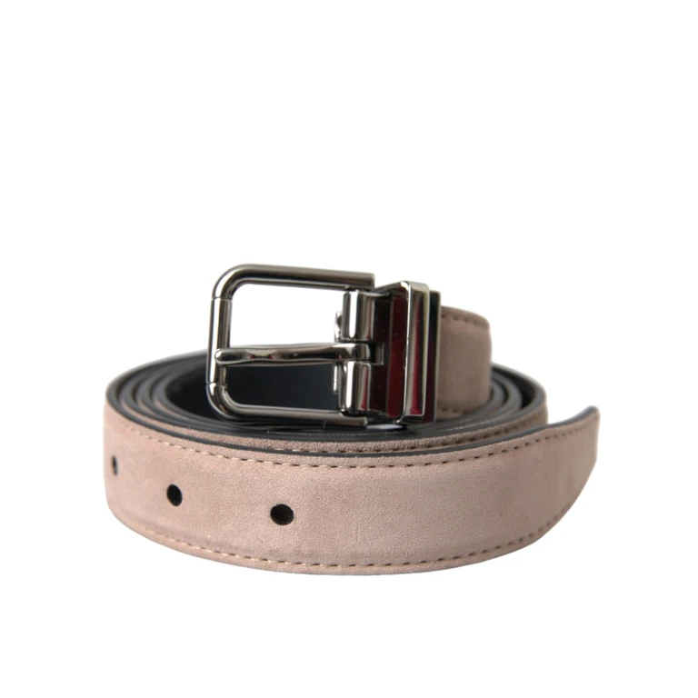 Dolce & Gabbana Beige Suede Leather Silver Buckle Belt Men - Men