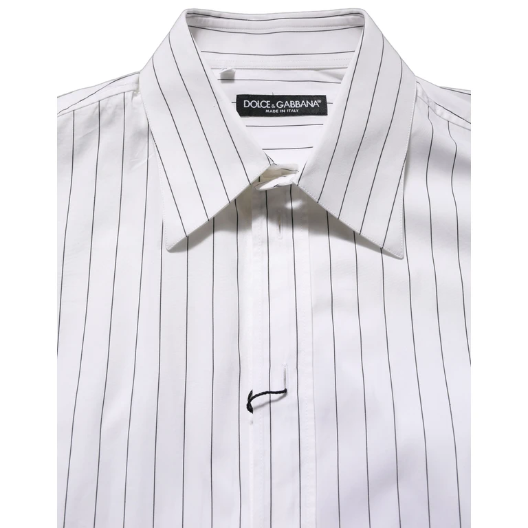 White Stripes Cotton Men Formal Dress Shirt - Men
