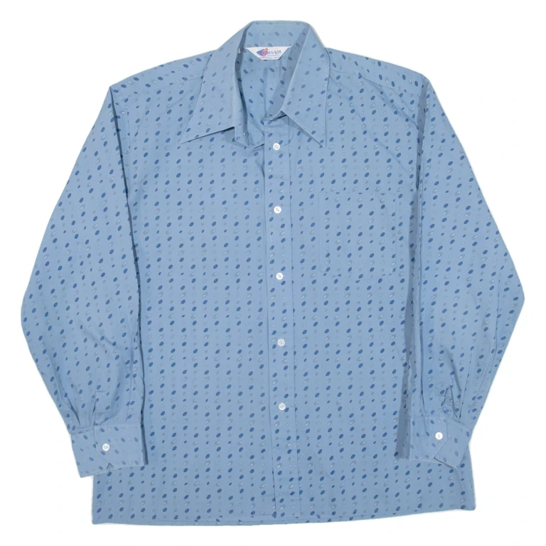 CONVAIR Mens Shirt Blue Spotted Long Sleeve L