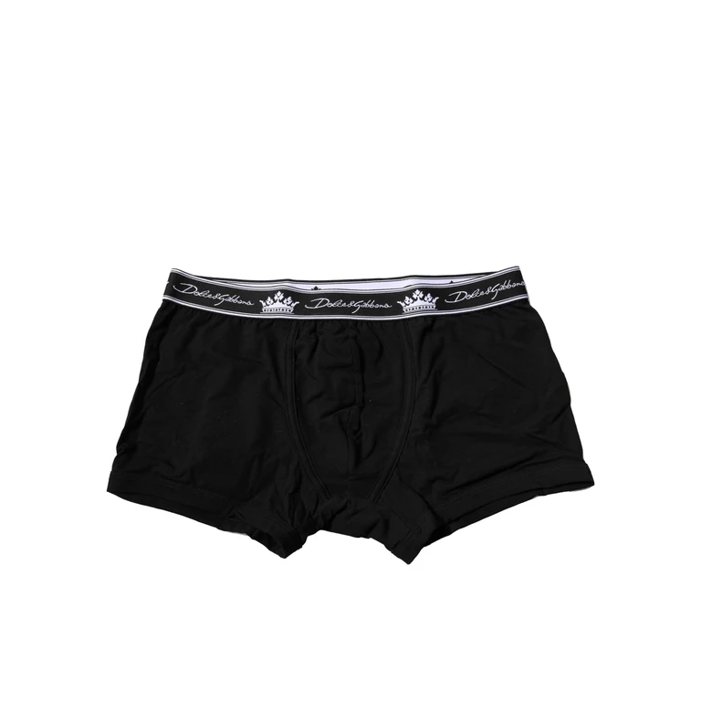 Black Cotton Stretch Regular Boxer Underwear Elastane Clothing - Men