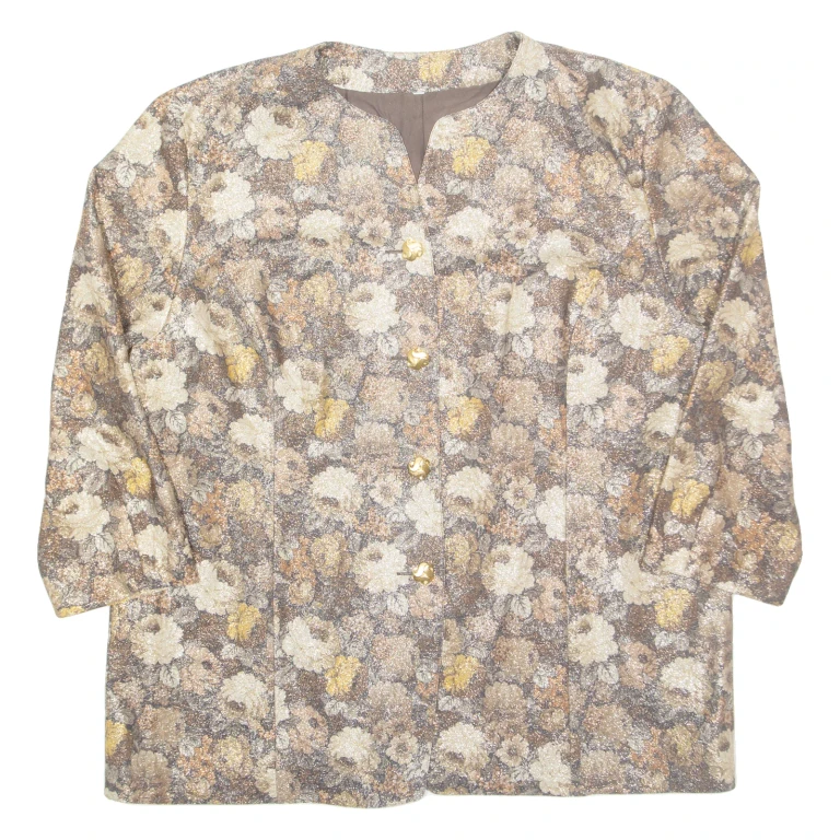 Glitter Womens Jacket Beige Floral L