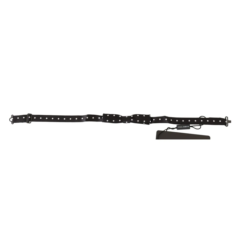 Dolce & Gabbana Black Silk Polka Dot Adjustable Neck Bow Tie - Men
