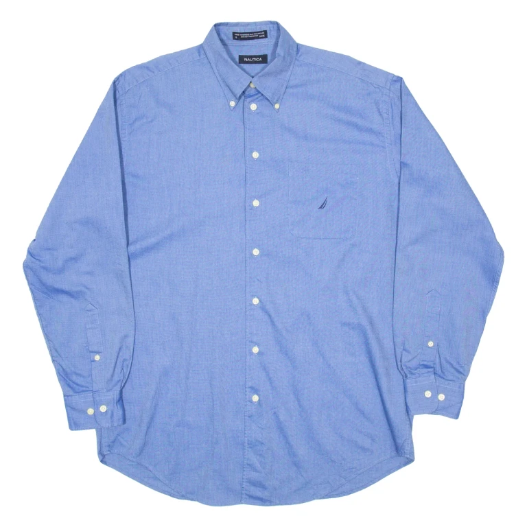NAUTICA Mens Plain Shirt Blue Long Sleeve L