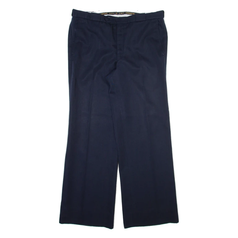 HERREN GLOBUS Mens Trousers Blue Regular Straight Wool W34 L30