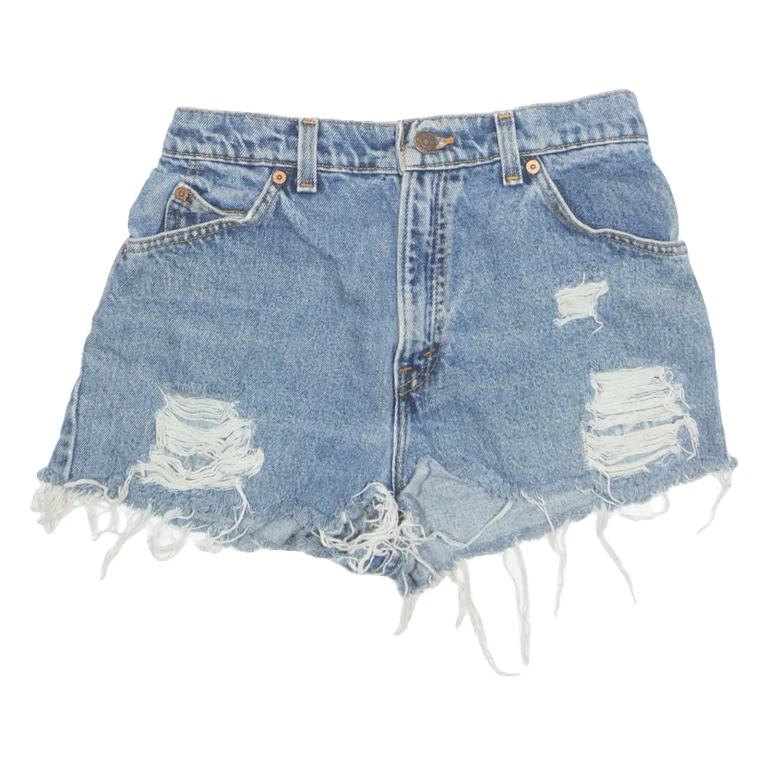LEVI'S Cut Off Distressed Womens Denim Shorts Blue S W26