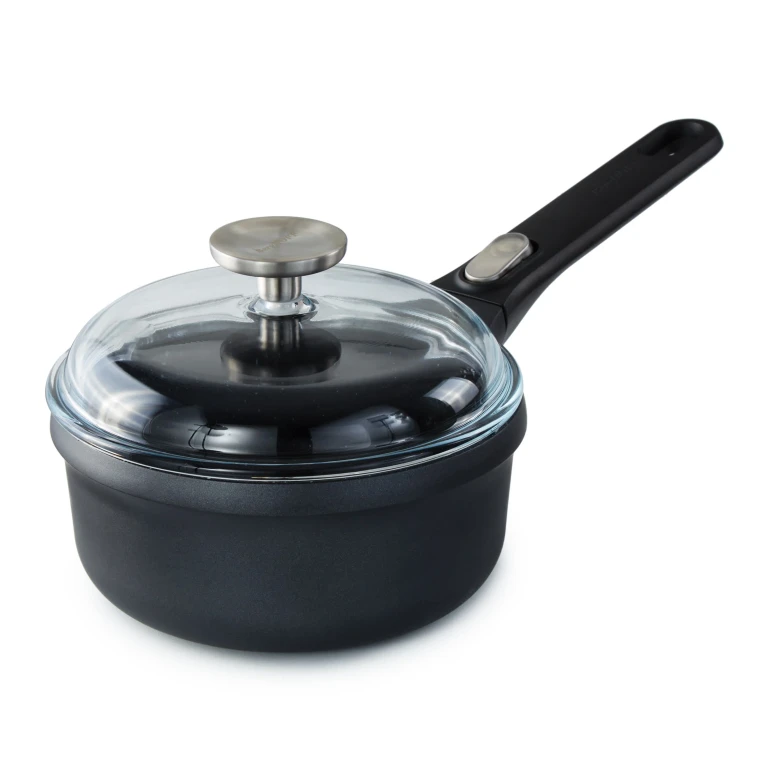 GEM Nonstick Aluminum 7" Sauce Pan 1.9qt., Detachable Handle, Glass Lid
