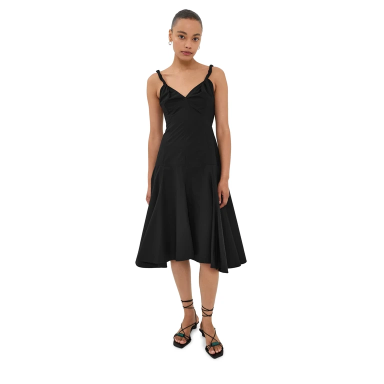 Proenza Schouler Leo Dress In Classic Cotton Shirting Black 4