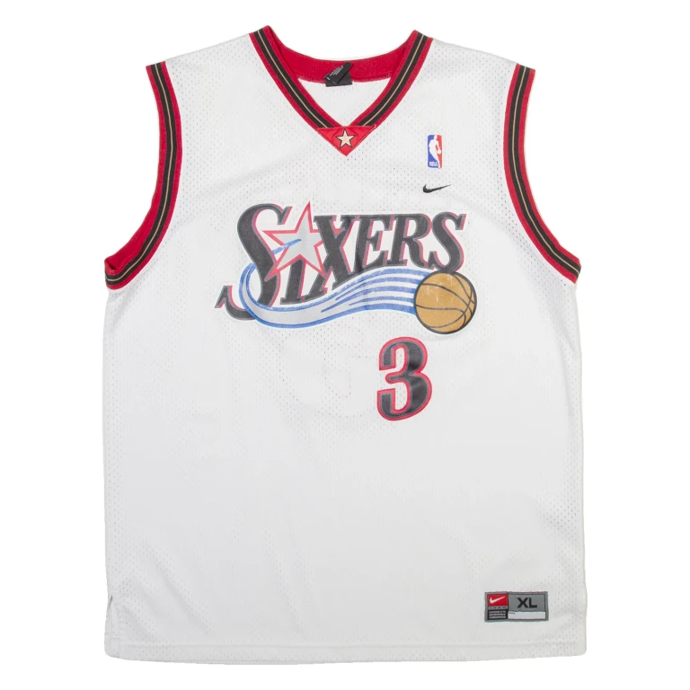 NIKE Philadelphia Sixers Mens Jersey White Sleeveless USA V-Neck XL