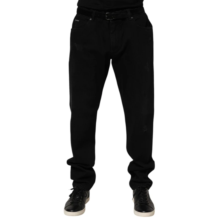 Dolce & Gabbana Black Cotton Regular Denim Men Trouser Jeans - Men