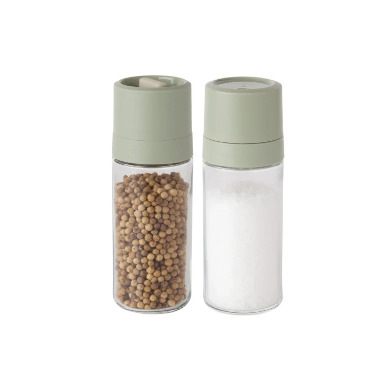Balance Glass 2Pc Covered Grinder and Shaker Set, Recycled Material