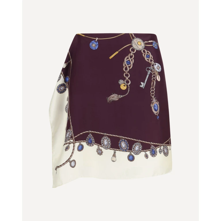 Printed silk twill Mini Skirt Female 42