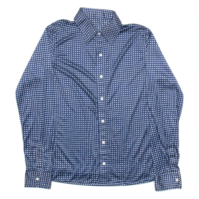 Mens Shirt Blue Geometric Long Sleeve S