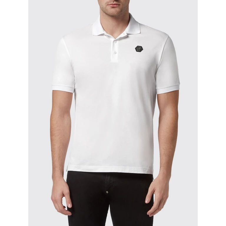 Short-Sleeve Cotton Polo Shirt with Skull Print and Logo (FABCMTK5598PJY002N01)