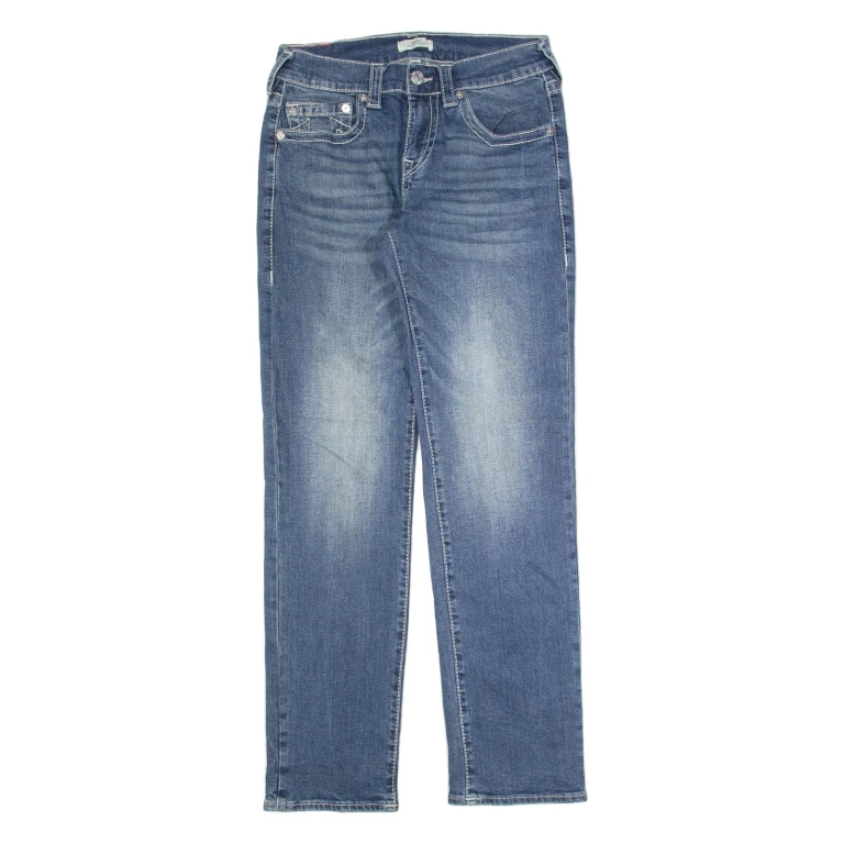TRUE RELIGION Womens Jeans Blue Relaxed Straight Stone Wash W27 L32