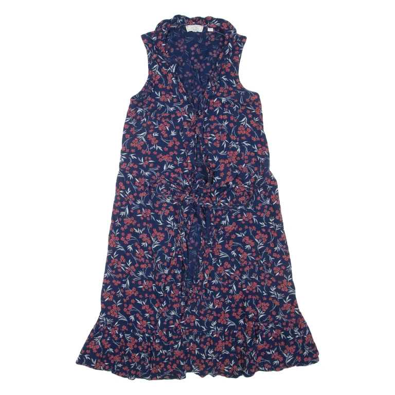 FAT FACE Womens Day Dress Blue Viscose Floral Sleeveless Knee Length S