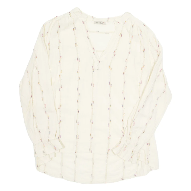 Womens Top Beige V-Neck Long Sleeve L