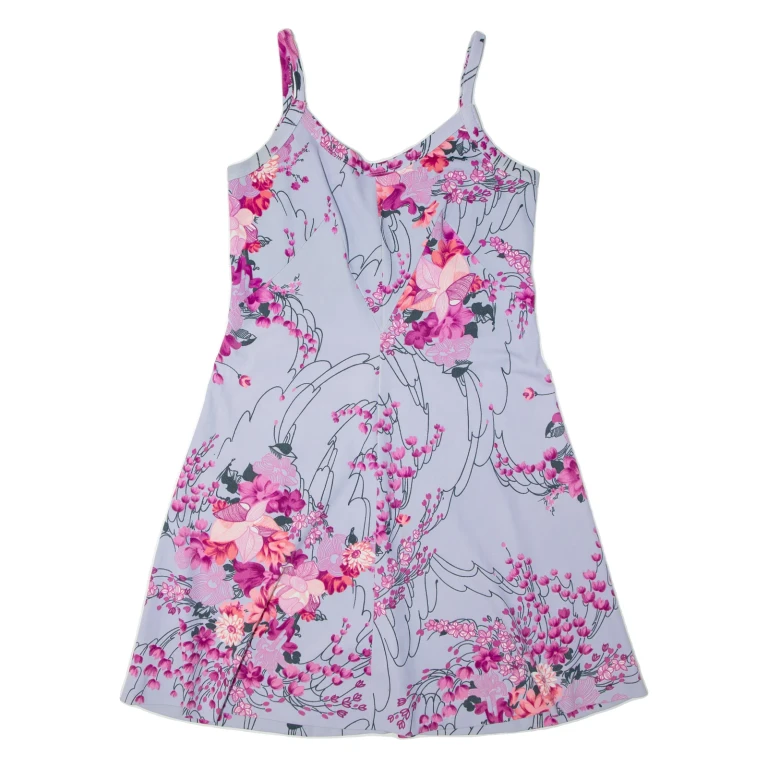 Womens Fit & Flare Dress Purple Floral Sleeveless Knee Length L