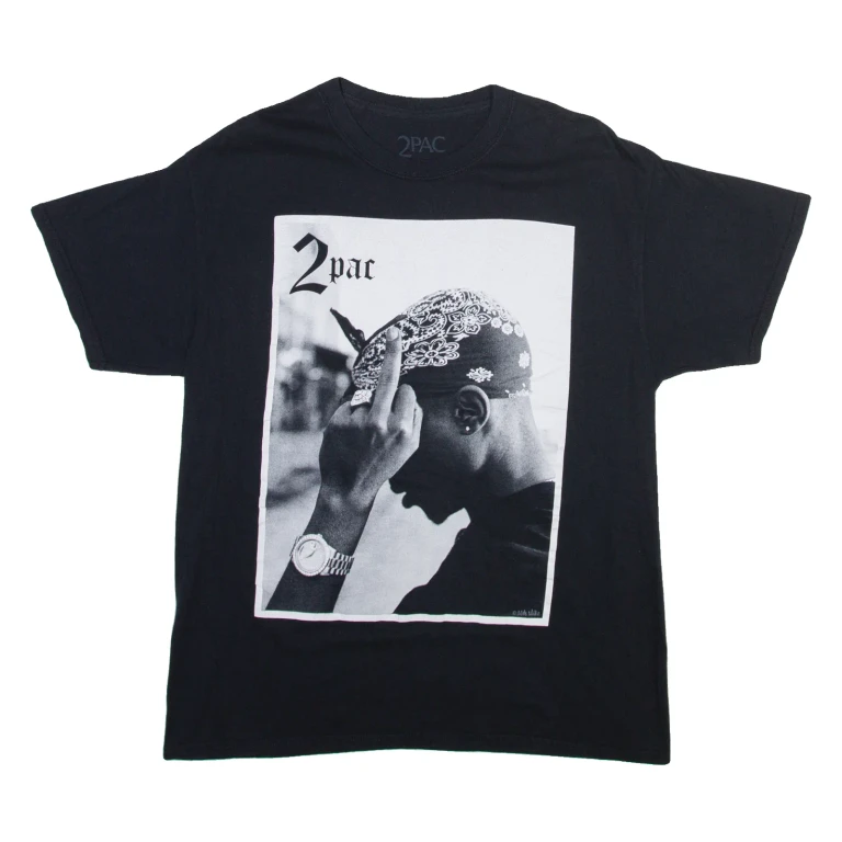 2PAC Mens Band T-Shirt Black L