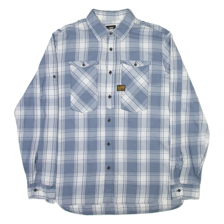 G-STAR Mens Shirt Blue Check Long Sleeve L