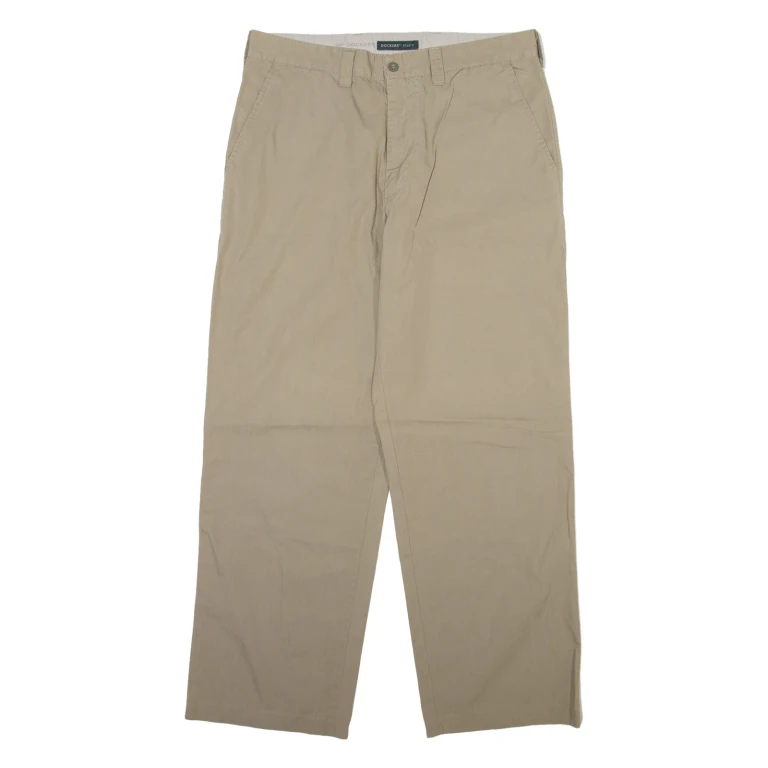 DOCKERS Khaki Mens Trousers Beige Regular Straight W33 L29