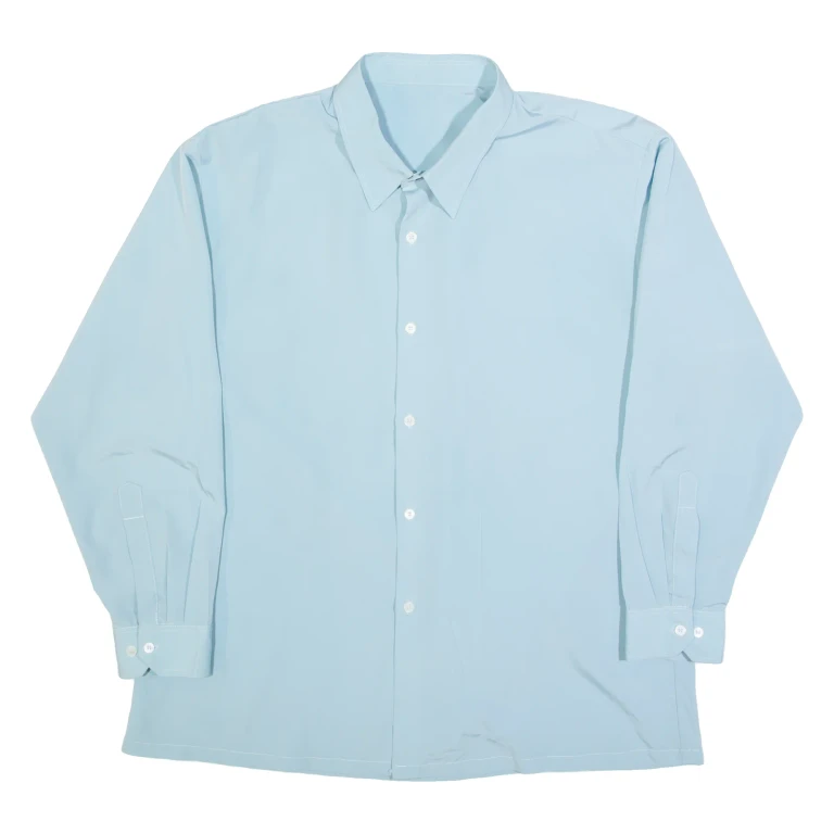 Mens Plain Shirt Blue Long Sleeve L
