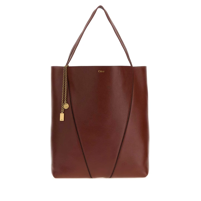 Chloé Caramel Leather Large Spin Shopping Bag Blushybrown Borse A Tracolla - Women