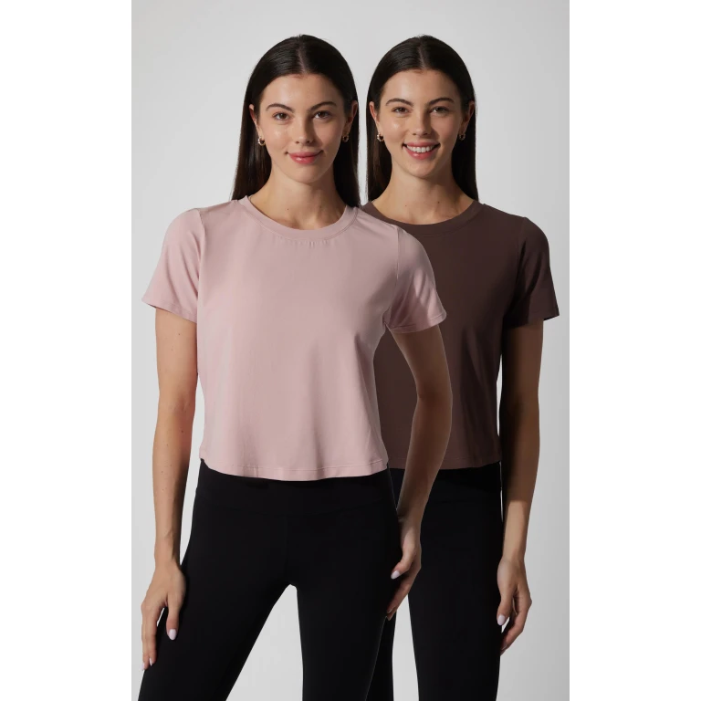 2 PK Airlite Cotton Boxy Cropped Short Sleeve Tee