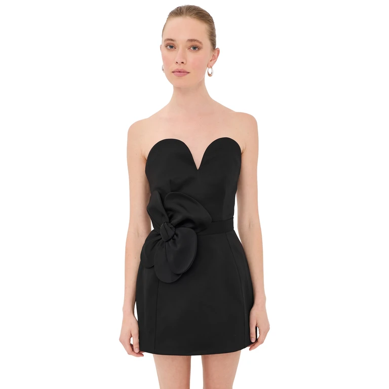 Marc Jacobs Satin Daisy Belted Dress Black 6