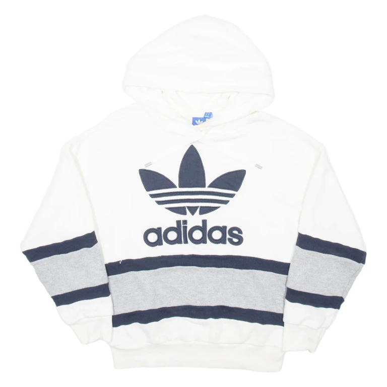 ADIDAS Womens White Hoodie UK 10