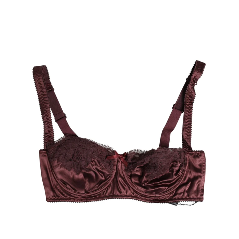 Dolce & Gabbana Burgundy Silk Underwired Balconette Bra Underwear Elastane Clothing - Women