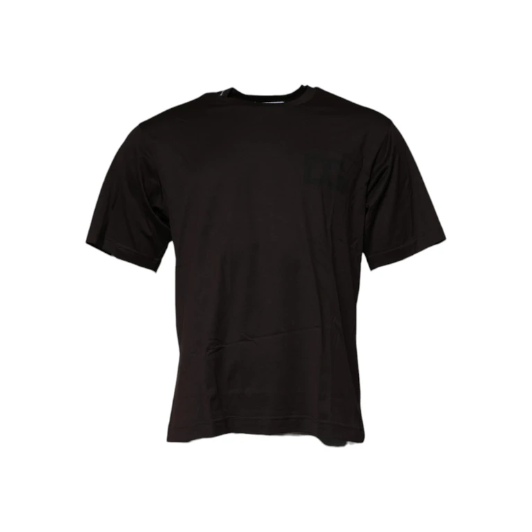 Dark Brown Logo Cotton Crew Neck T-Shirt - Men