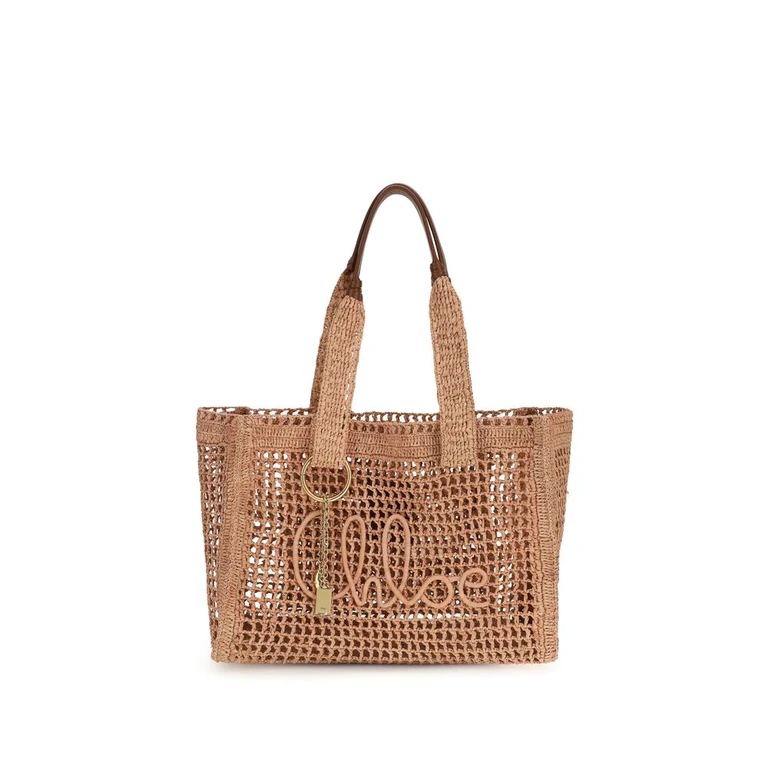 Chloé Beige Raffia Shoulder Bag - Women