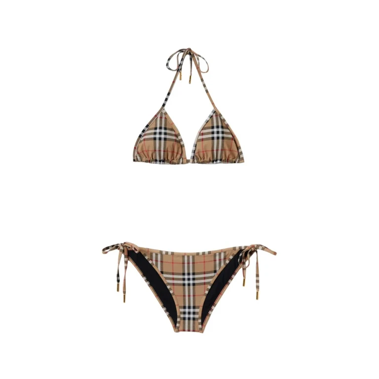BURBERRY Check Detail Triangle Bikini Female L