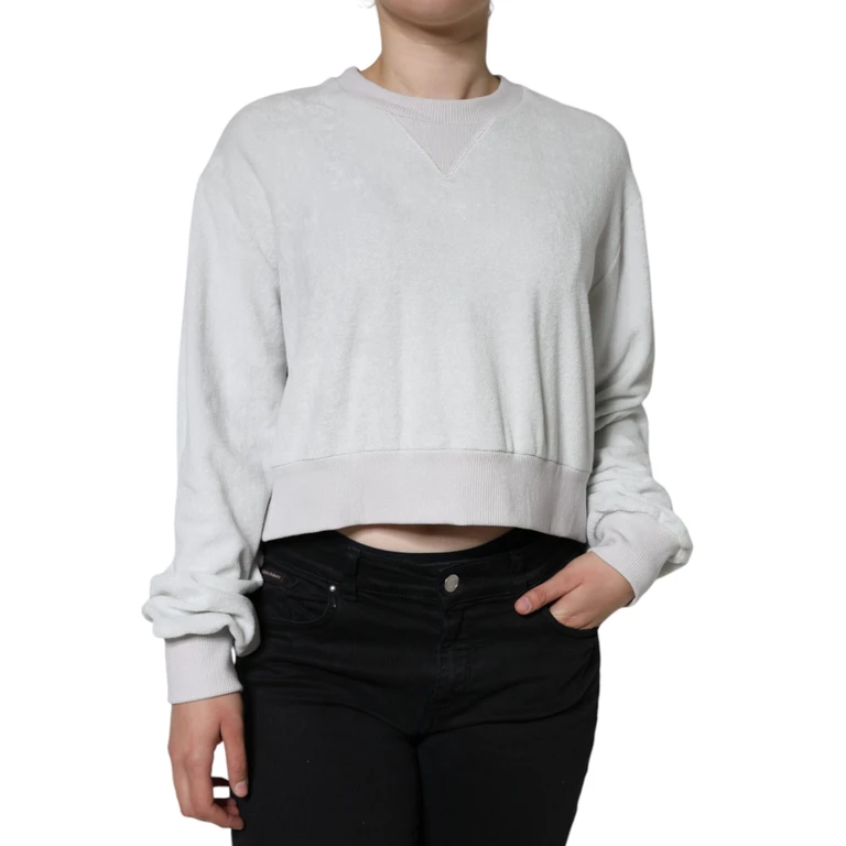 Dolce & Gabbana White Nylon Stretch Crew Neck Pullover Sweater Elastane Clothing - Women