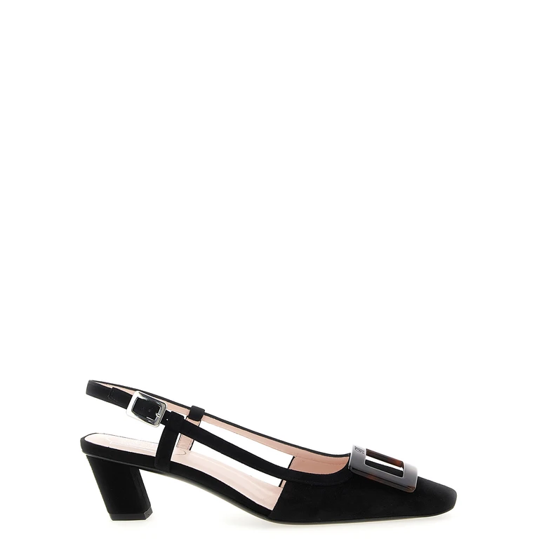 Roger Vivier Black Goatskin Mid Heel Pumps - Women