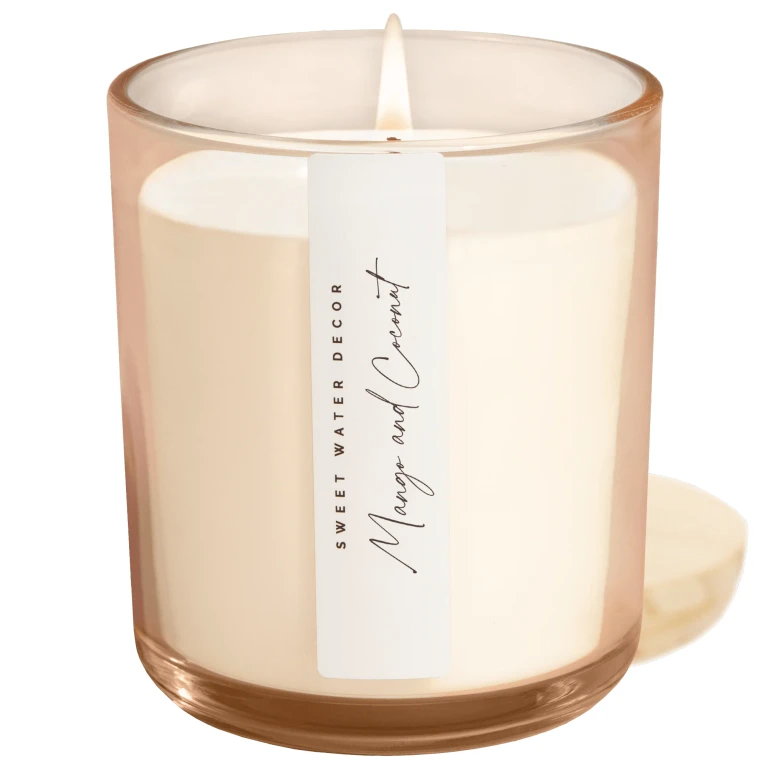 Mango and Coconut Soy Candle - Tinted Glass Jar - 12 oz