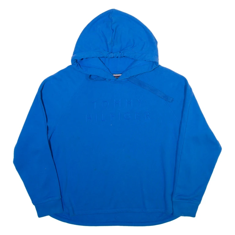 TOMMY HILFIGER Womens Blue Hoodie L