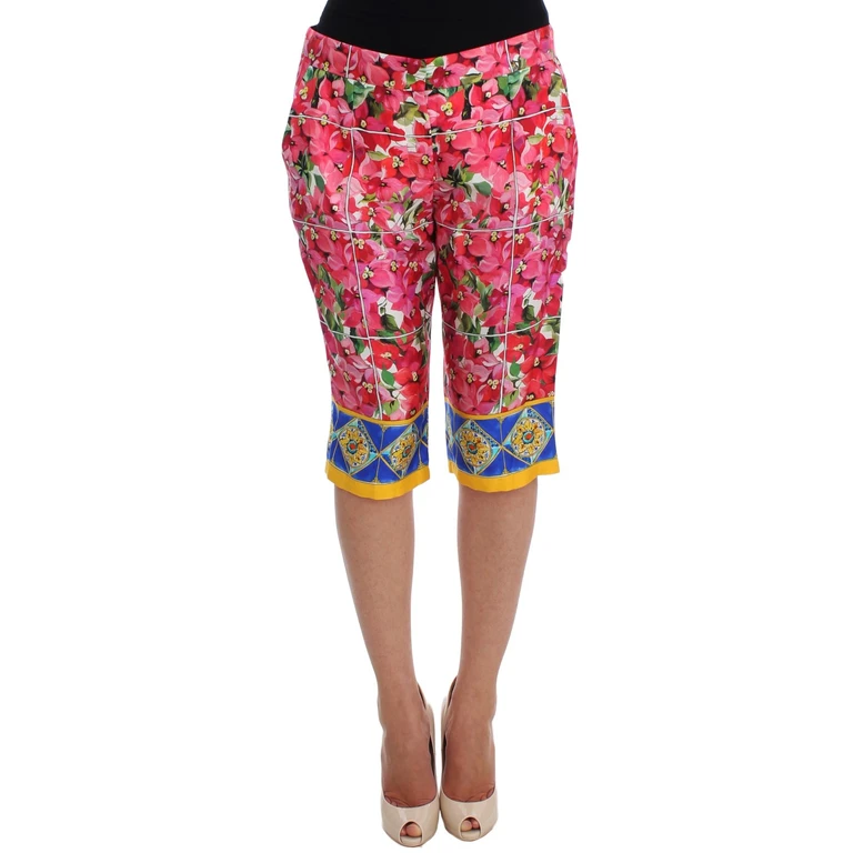 Dolce & Gabbana Multicolor Floral Knee Capris Shorts Pants Silk - Women