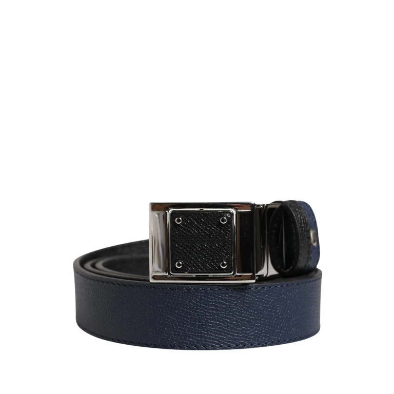 Dolce & Gabbana Men Blue Calfskin Leather Square Buckle Belt Calf - Men
