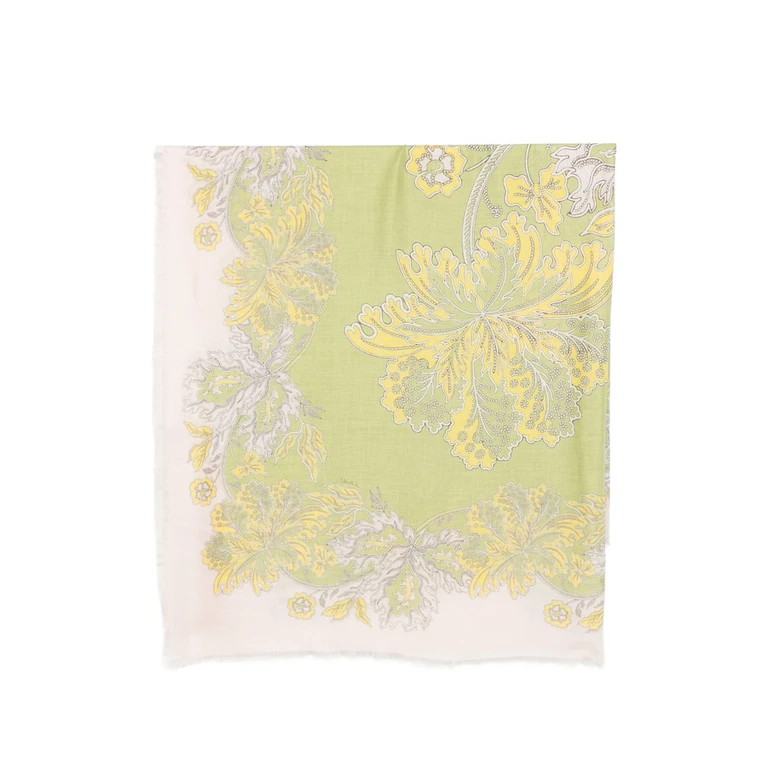 La Double J Floral-print Frayed-edge Scarf