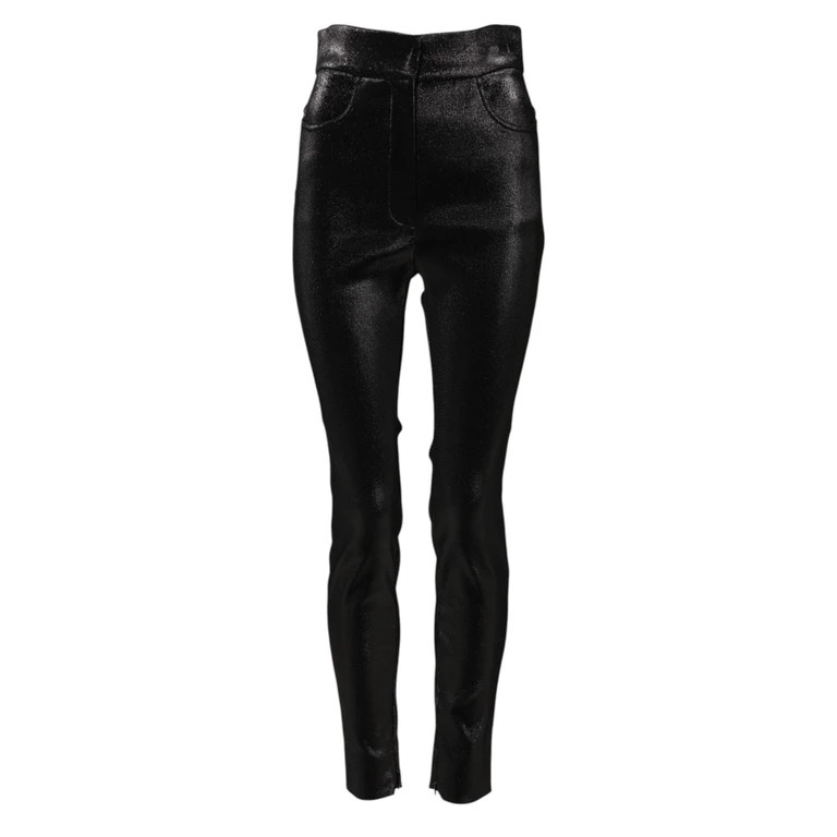 Dolce & Gabbana Black Cotton Stretch Lurex Thread Skinny Pants - Women