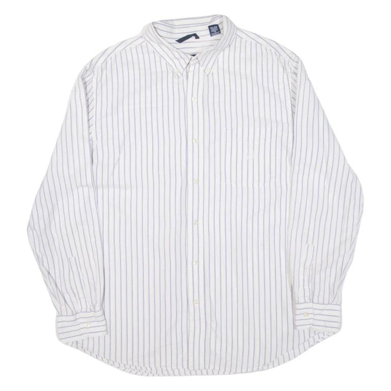 CHAPS Mens Shirt Purple Striped Long Sleeve XL