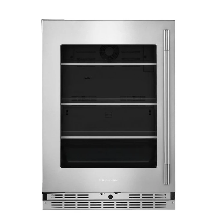 5.2 Cu. Ft. 24 in. Undercounter Refrigerator w/ Glass Door & Shelves Metallic Accents In Printshield Finish in Stainless
