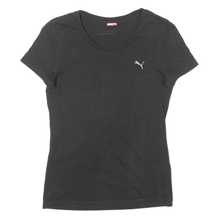PUMA Womens T-Shirt Black Crew Neck UK 8 (GG1-230724-17148)