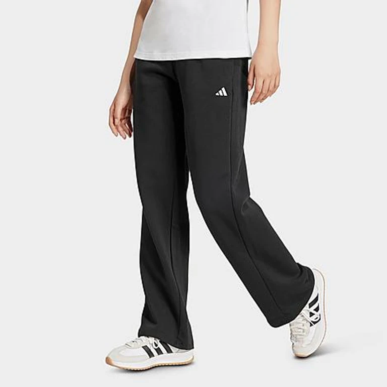adidas Women's Sportswear Essentials Small Logo Feel Cozy Open-Hem Pants in Black/White Size: XS