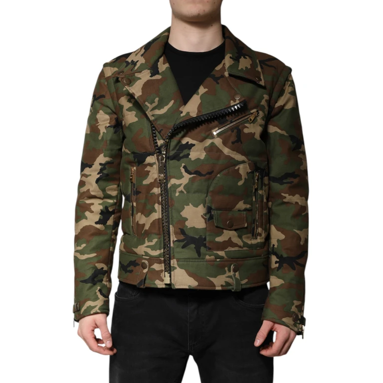 Multicolor Camouflage Nylon Biker Jacket Clothing - Men