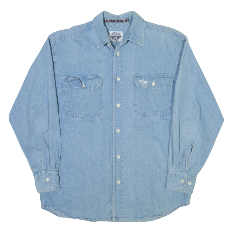 DOCKERS Womens Plain Shirt Blue Long Sleeve L